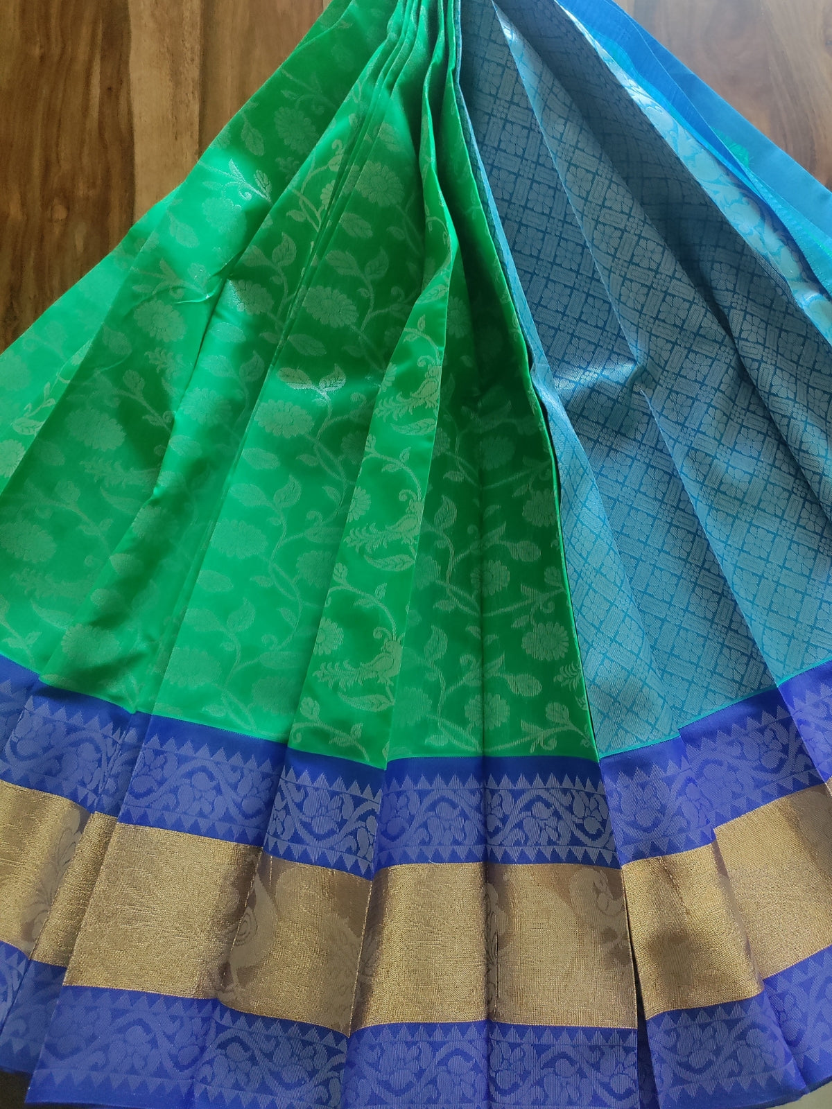 Green Semi Silk Cotton Saree