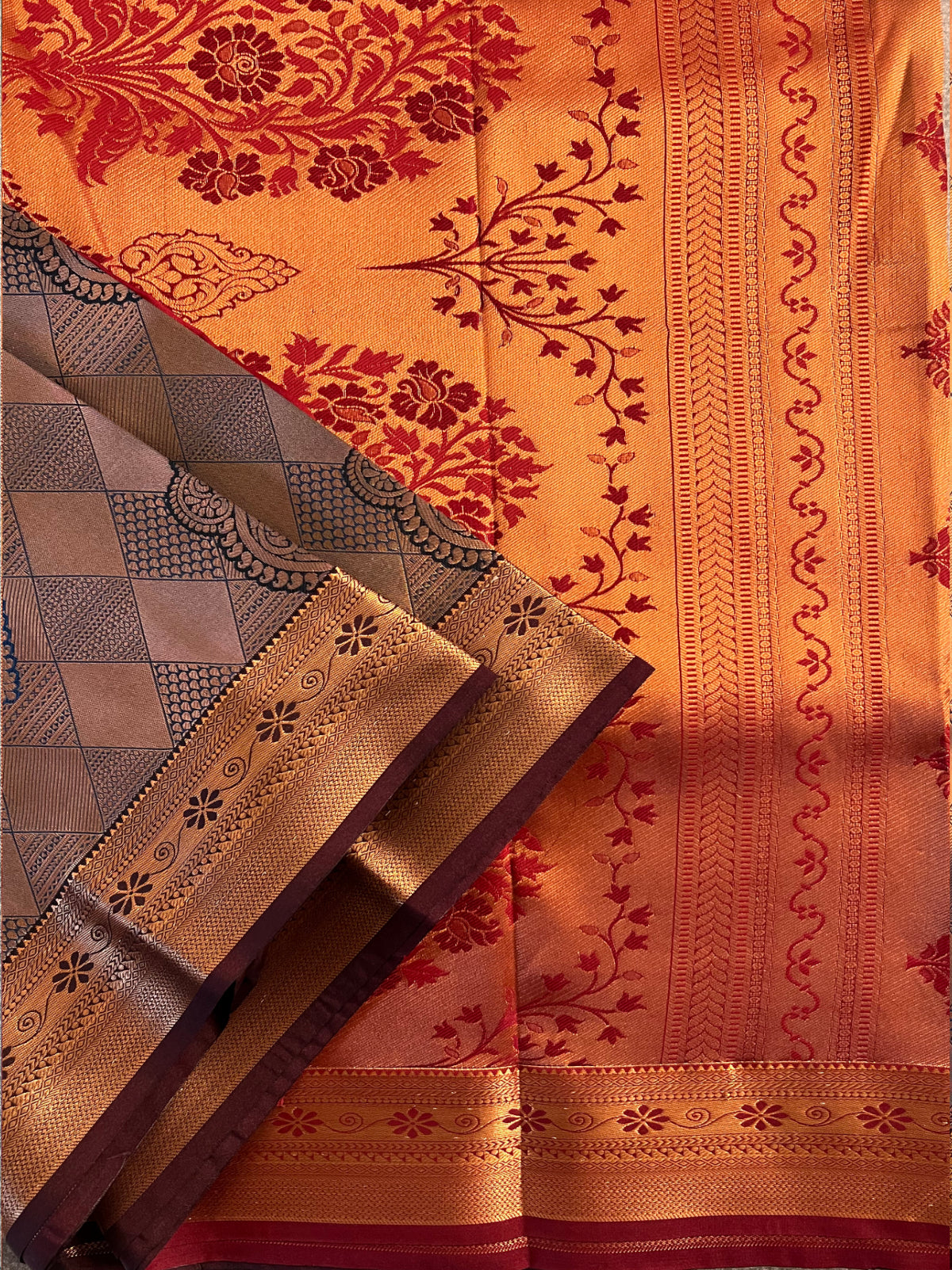 Brown Semi Silk Saree