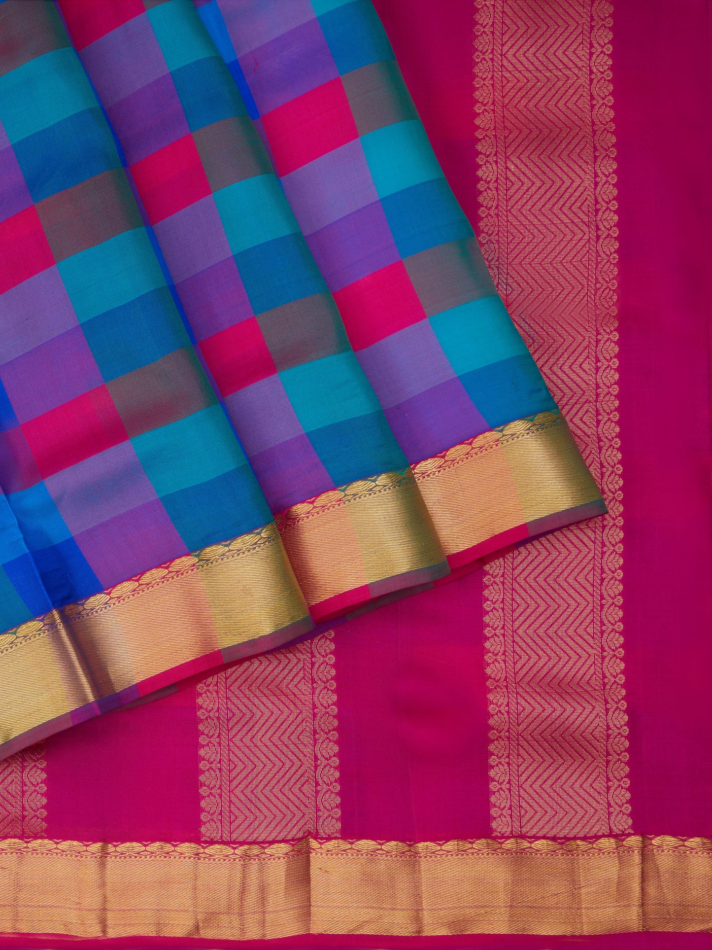 Multicolor 9 Yards Kanchivaram Silk Saree