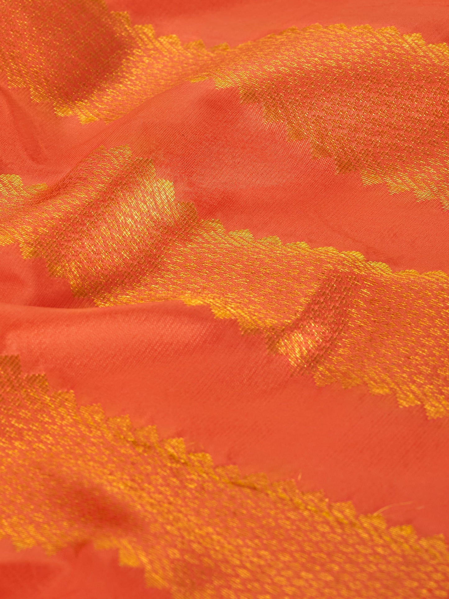 Orange 9 Yards Kanchivaram Silk Saree