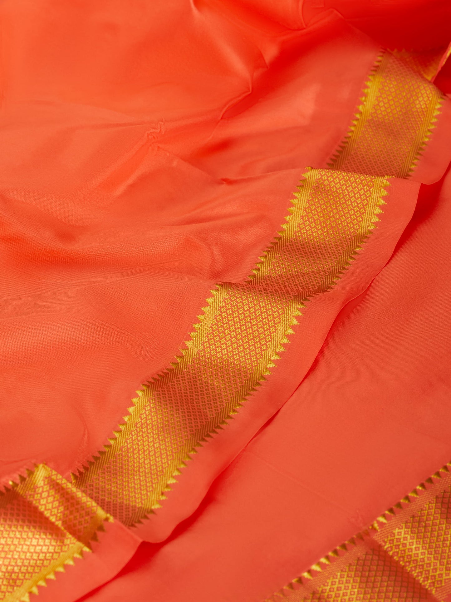 Orange 9 Yards Kanchivaram Silk Saree