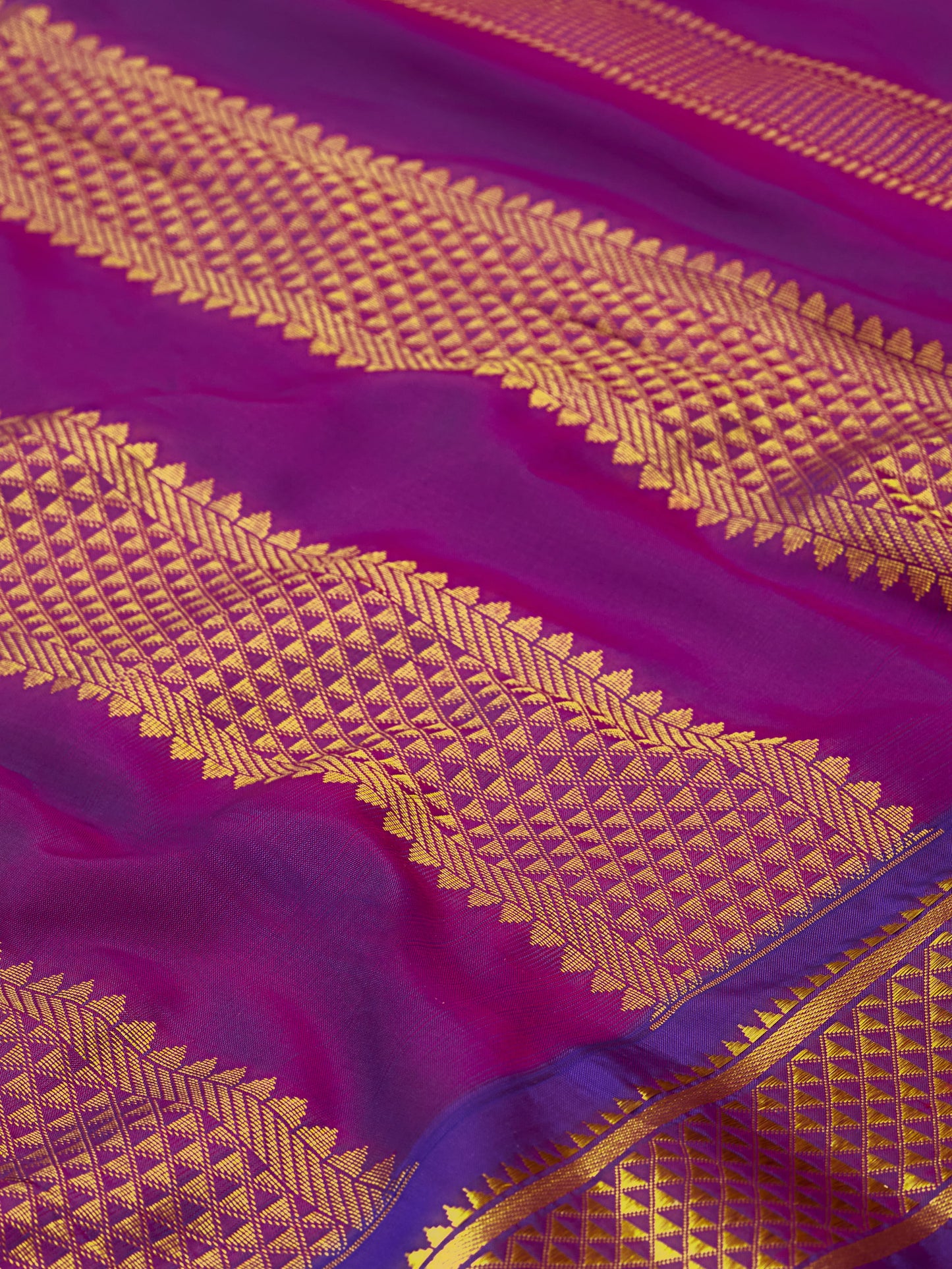 Green with Purple 9 Yards Kanchivaram Silk Saree