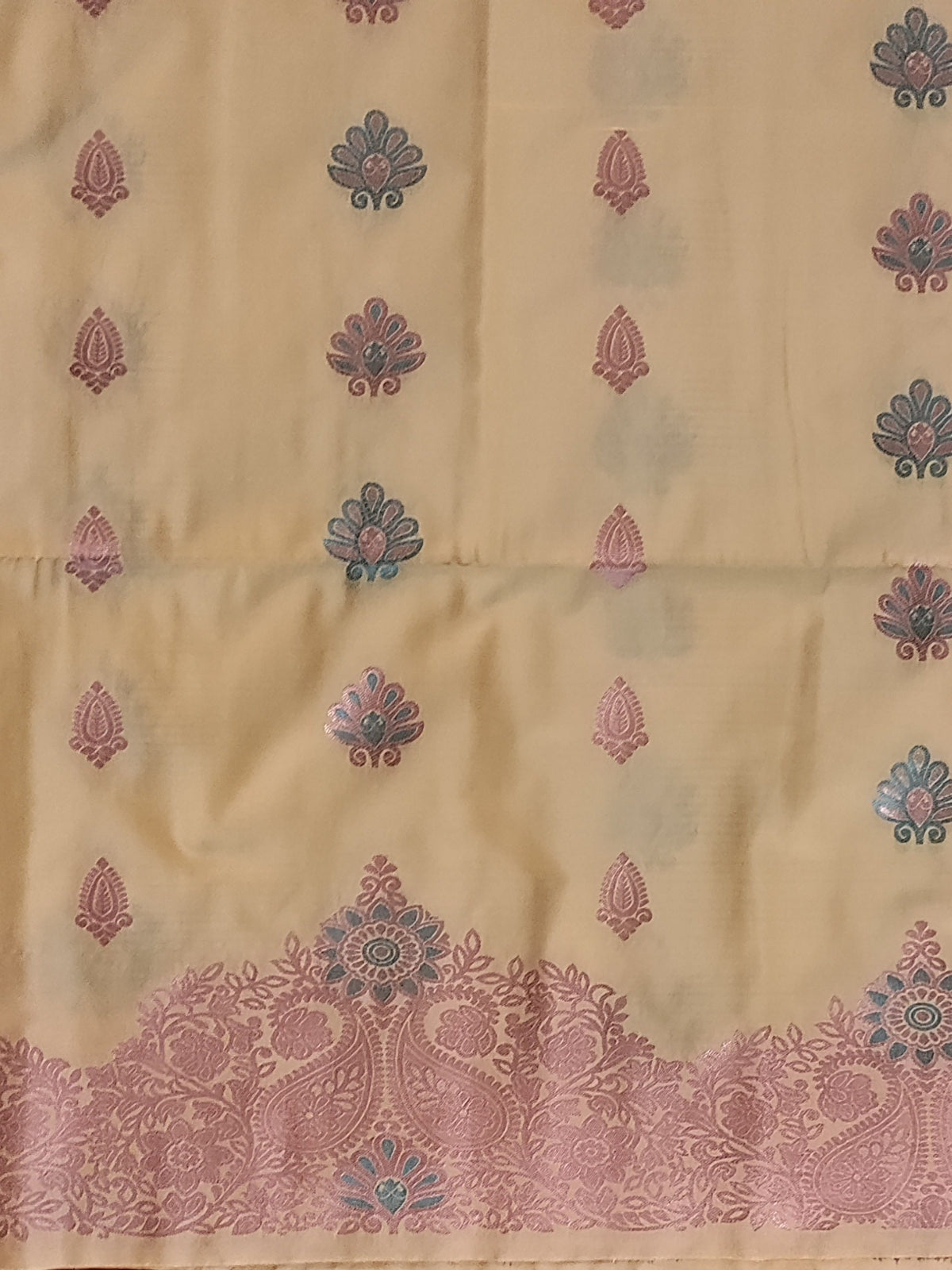Cream Semi Soft Silk Saree