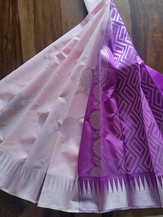 Baby Pink Semi Silk Cotton Saree