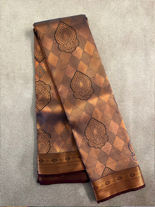 Brown Semi Silk Saree