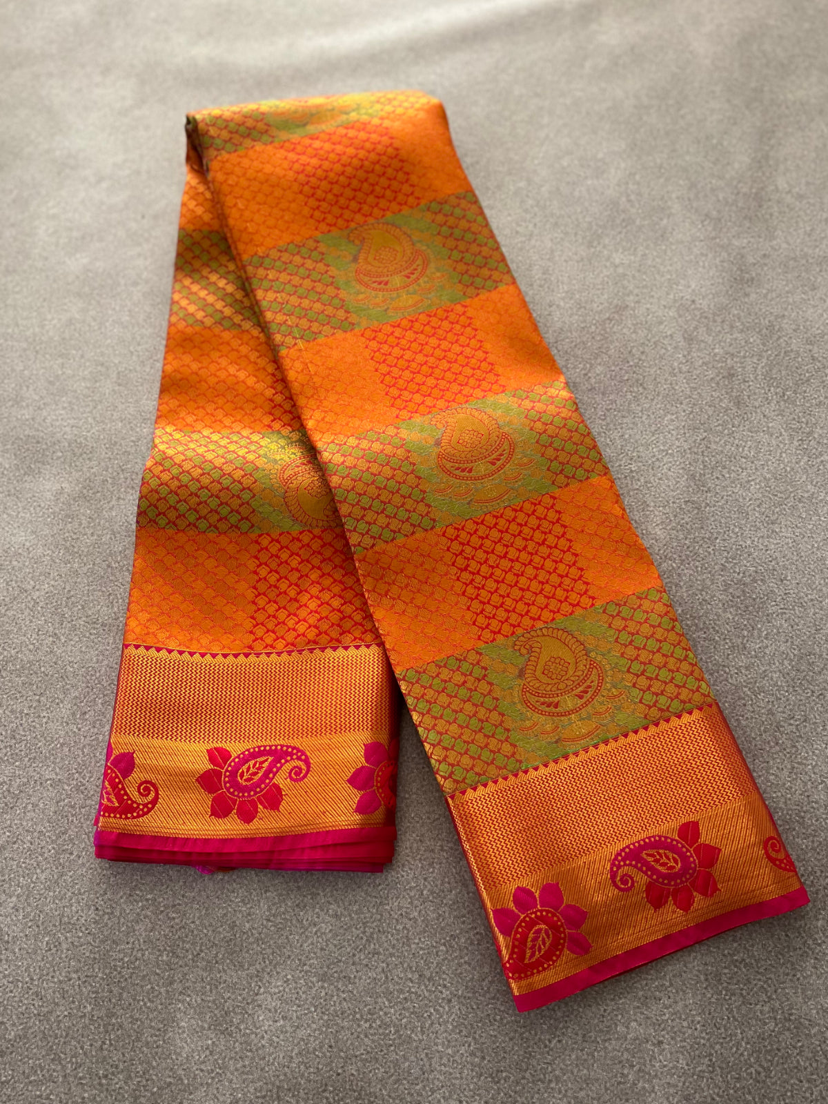 Orange Semi Silk Saree