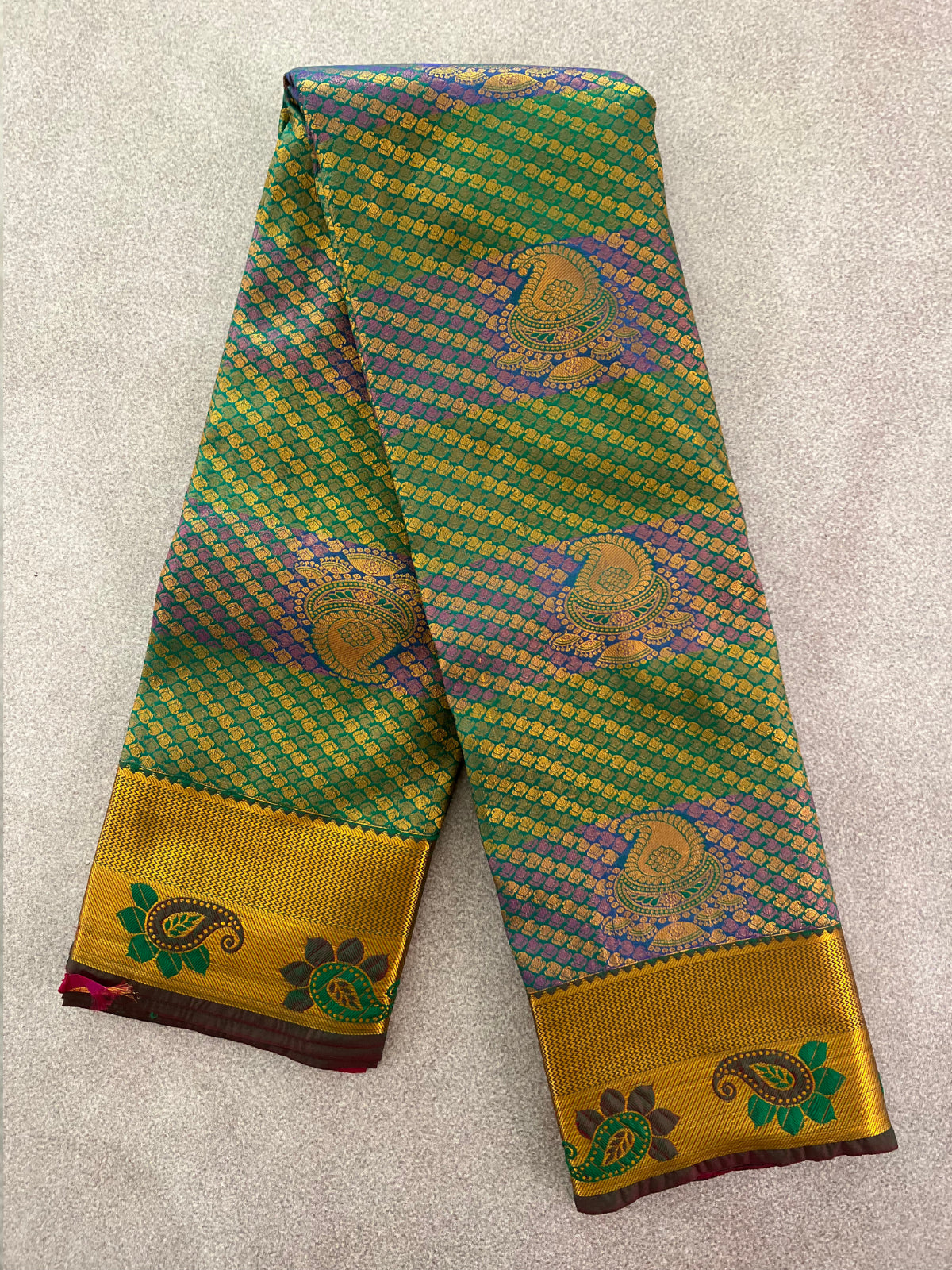 Dark Green Semi Silk Saree