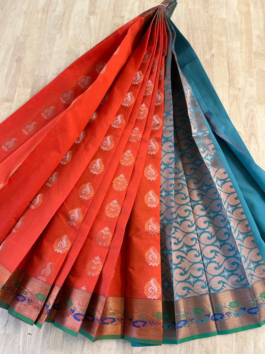 Coral Semi Silk Cotton Saree