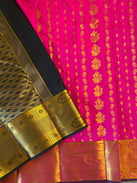 Rani Pink Semi Silk Saree