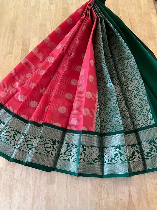 Pink Semi Silk Cotton Saree