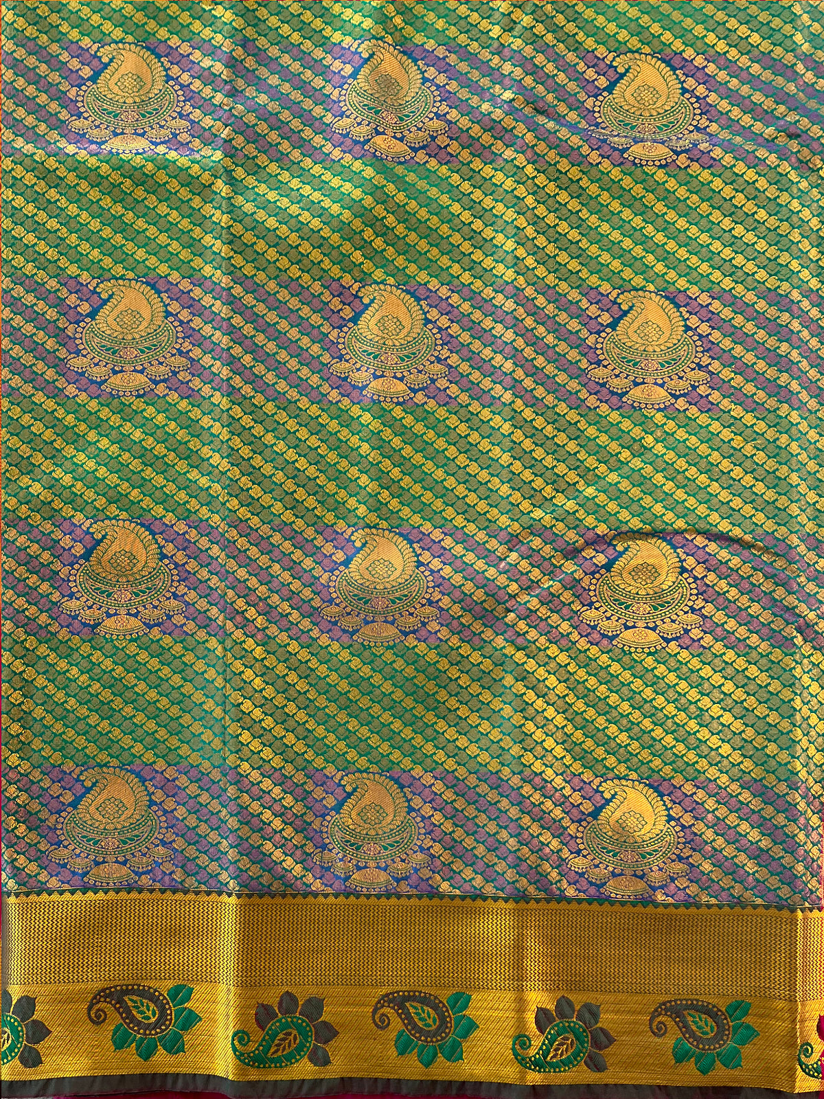 Dark Green Semi Silk Saree