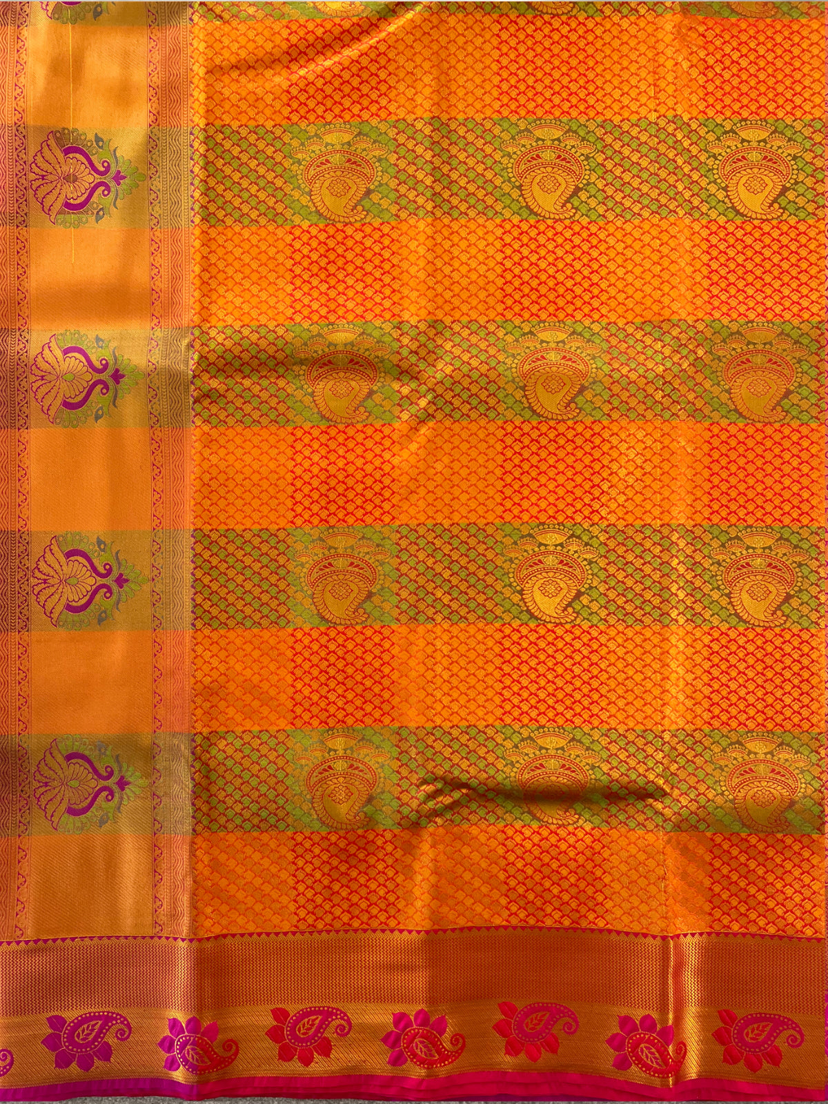 Orange Semi Silk Saree