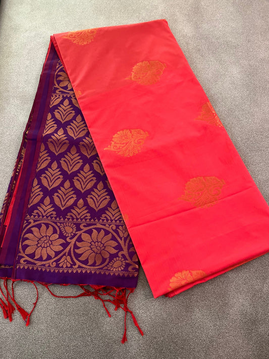 Coral Semi Soft Silk Saree