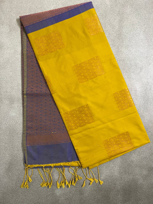 Mustard Yellow Semi Soft Silk Saree