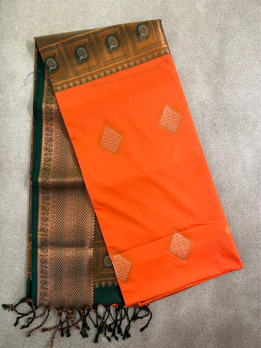 Orange Semi Soft Silk Saree