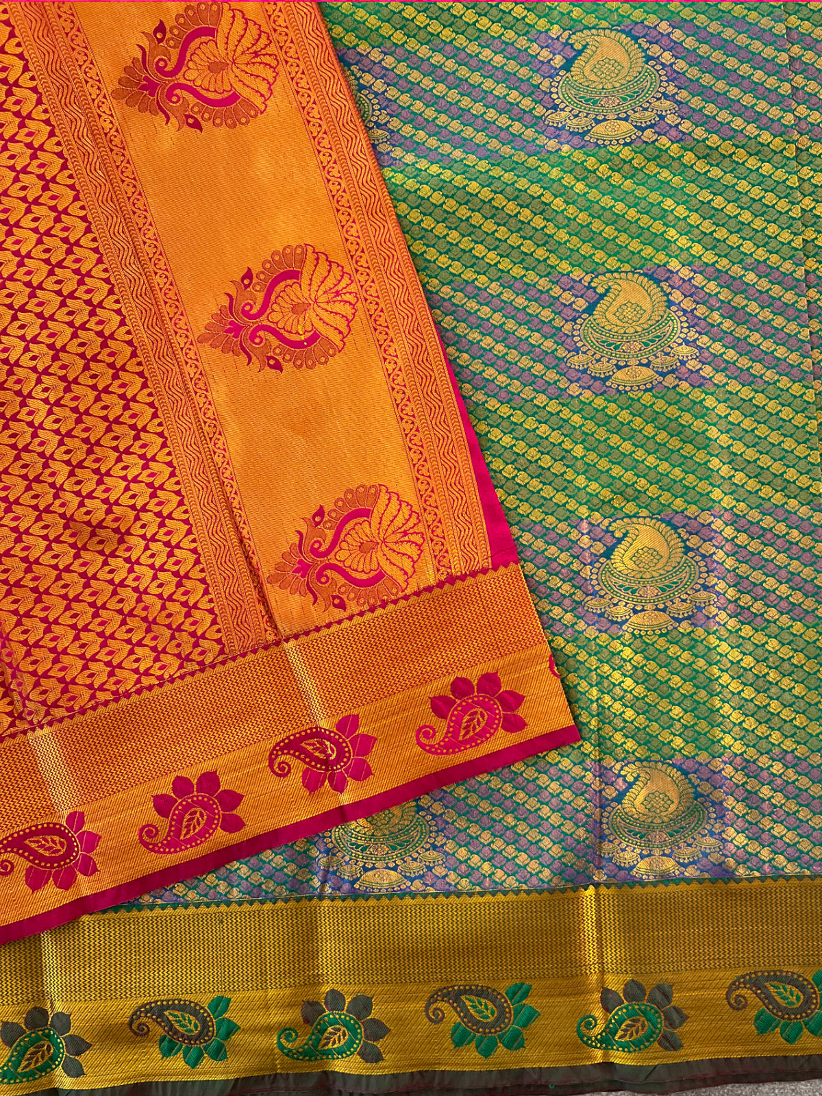 Dark Green Semi Silk Saree