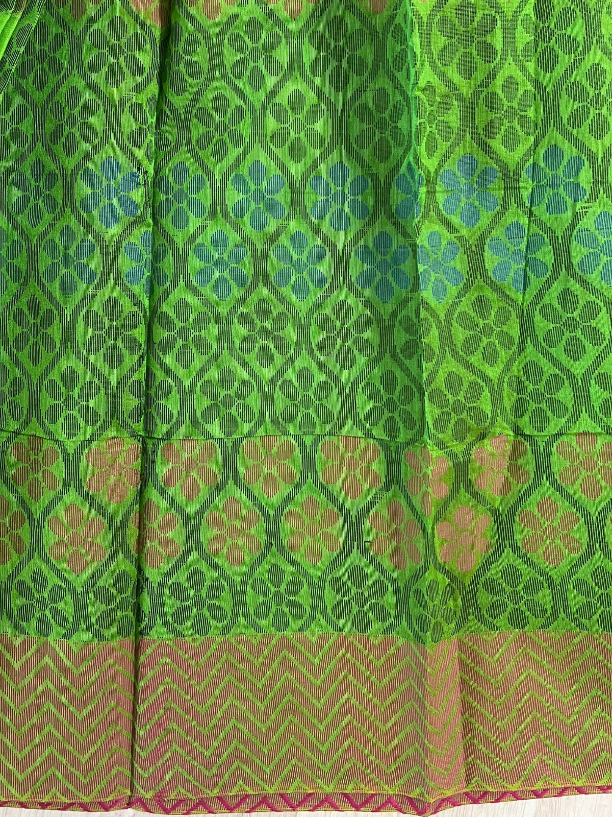 Green Semi Silk Cotton Saree