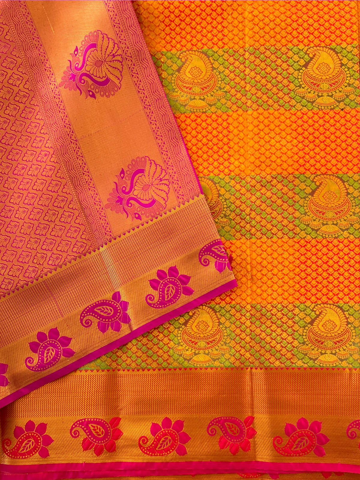 Orange Semi Silk Saree