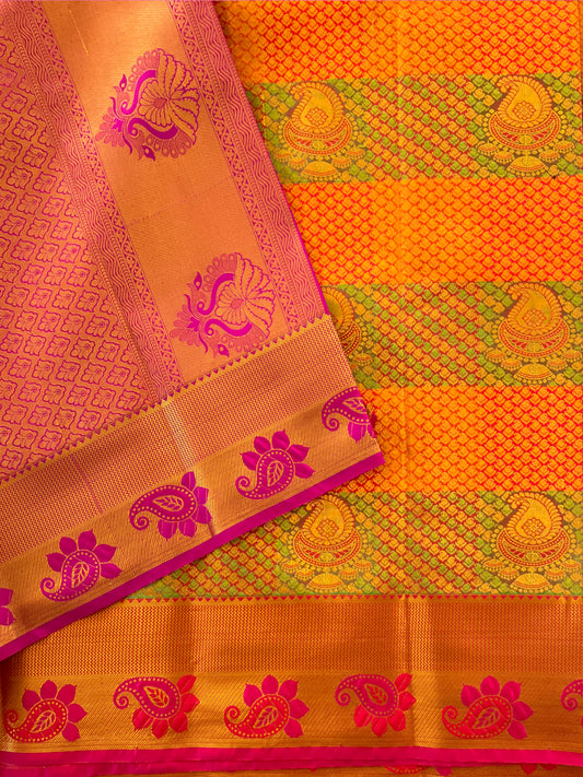 Orange Semi Silk Saree