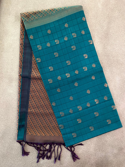 Blue Semi Silk Soft Saree