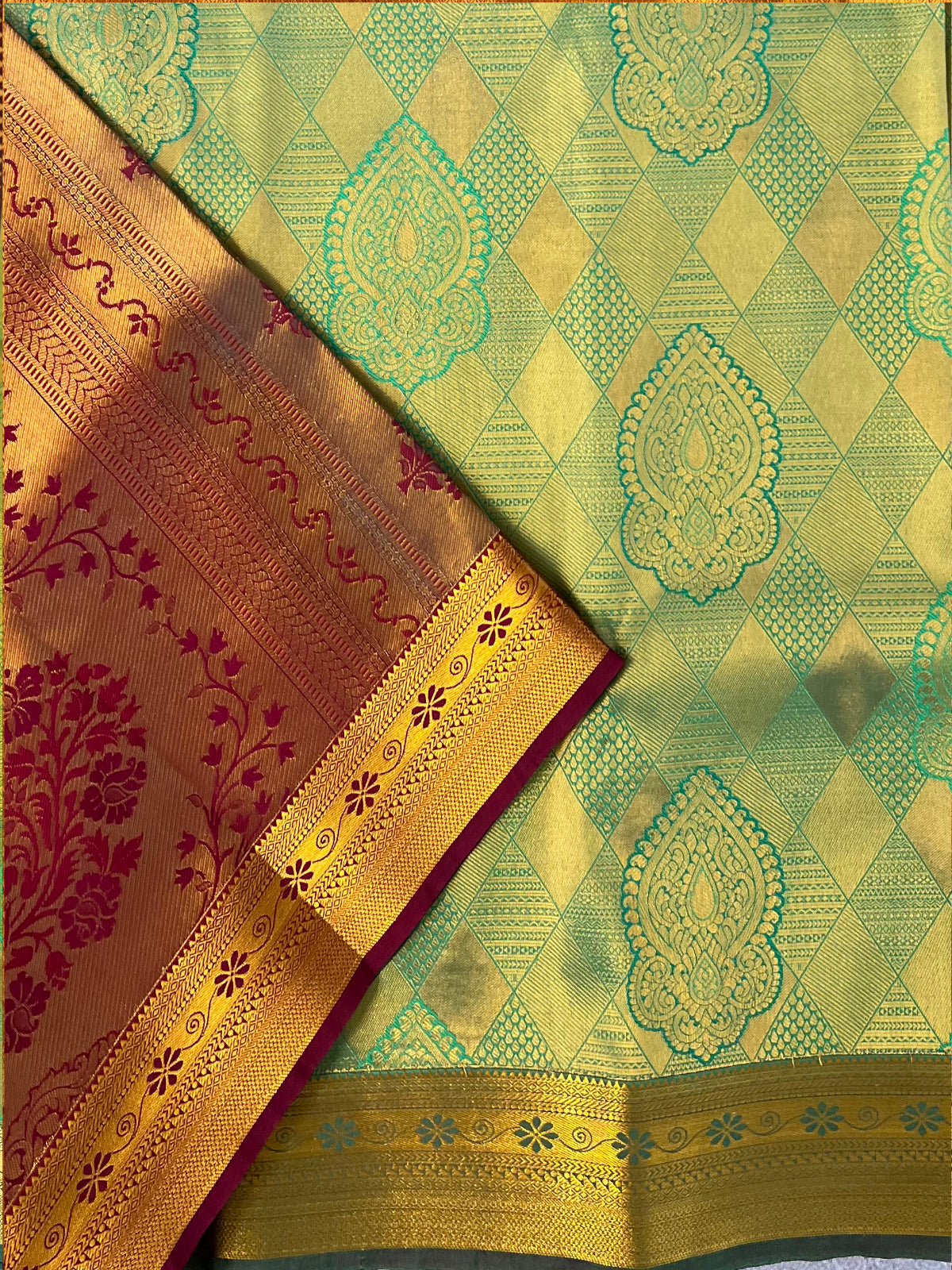 Light Green Semi Silk Saree