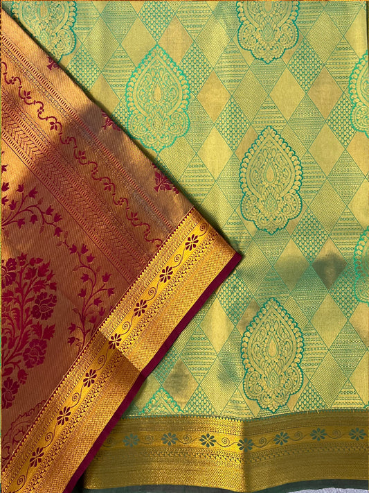 Light Green Semi Silk Saree