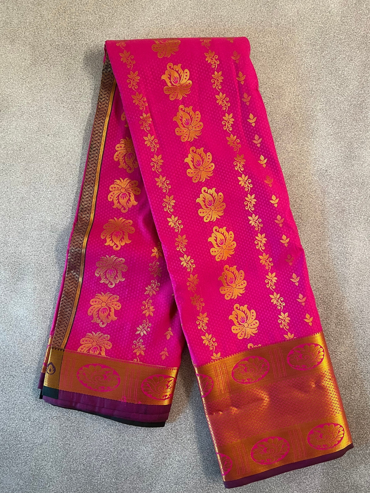Rani Pink Semi Silk Saree