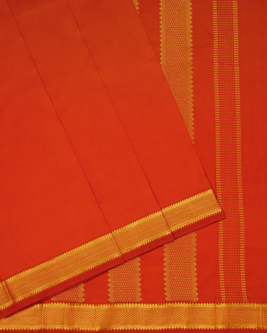 Rust Orange 9 Yards Kanchivaram Silk Saree