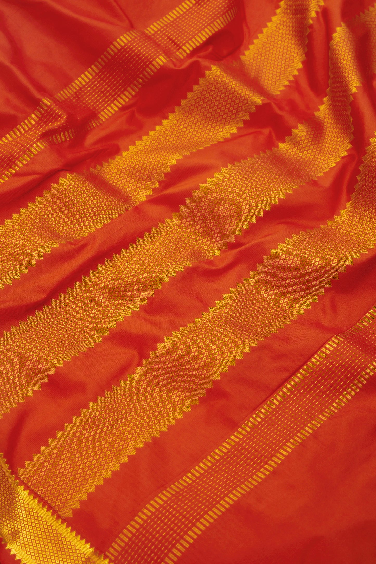 Rust Orange 9 Yards Kanchivaram Silk Saree