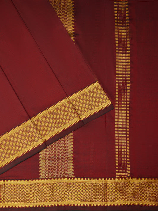 Bottle Green and Maroon 9 Yards Kanchivaram Silk Saree