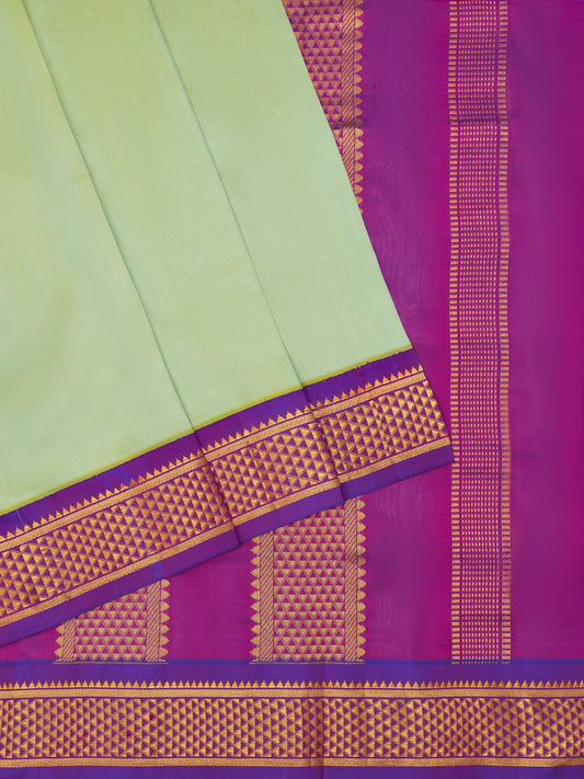 Green with Purple 9 Yards Kanchivaram Silk Saree