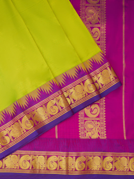 Sneha Green with Purple 9 Yards Kanchivaram Silk Saree