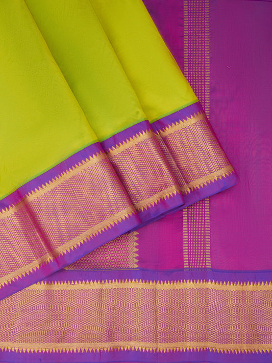 Sneha Green with Purple 9 Yards Kanchivaram Silk Saree