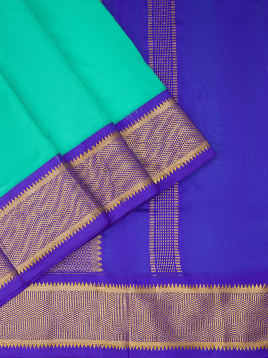 Green with Violet 9 Yards Kanchivaram Silk Saree