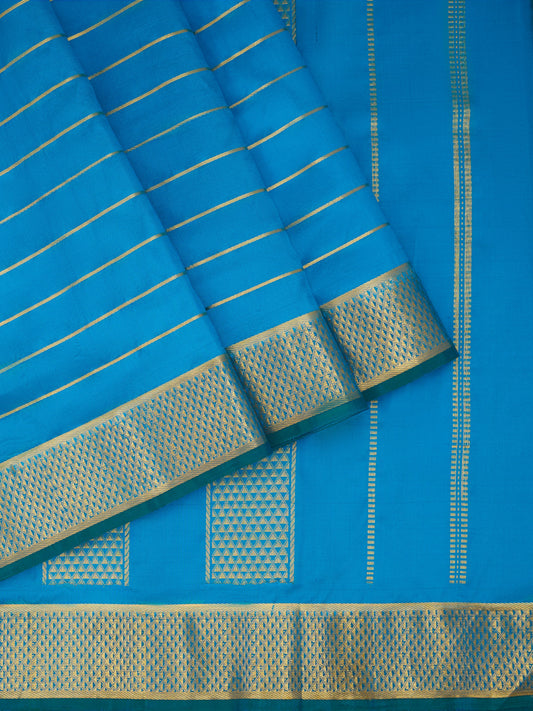 Anandha Blue Veldari 9 Yards Kanchivaram Silk Saree