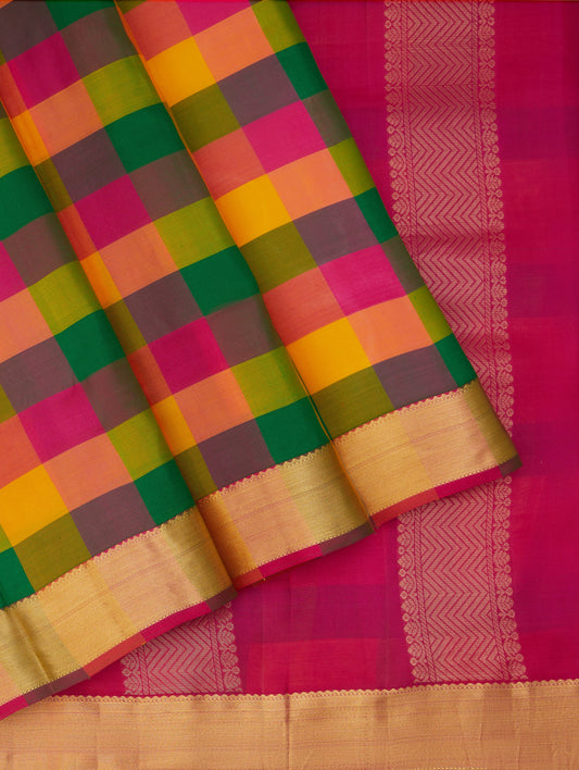 Multicolour 9 Yards Kanchivaram Silk Saree