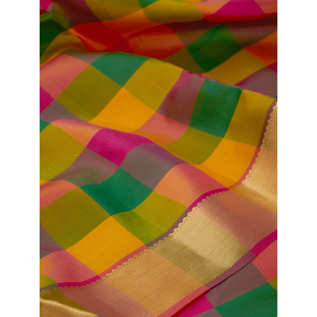 Multicolour 9 Yards Kanchivaram Silk Saree